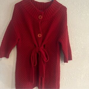 Vince Red Knit Women’s Sweater Wool/Cashmere Sz M 3 Button Tie Front